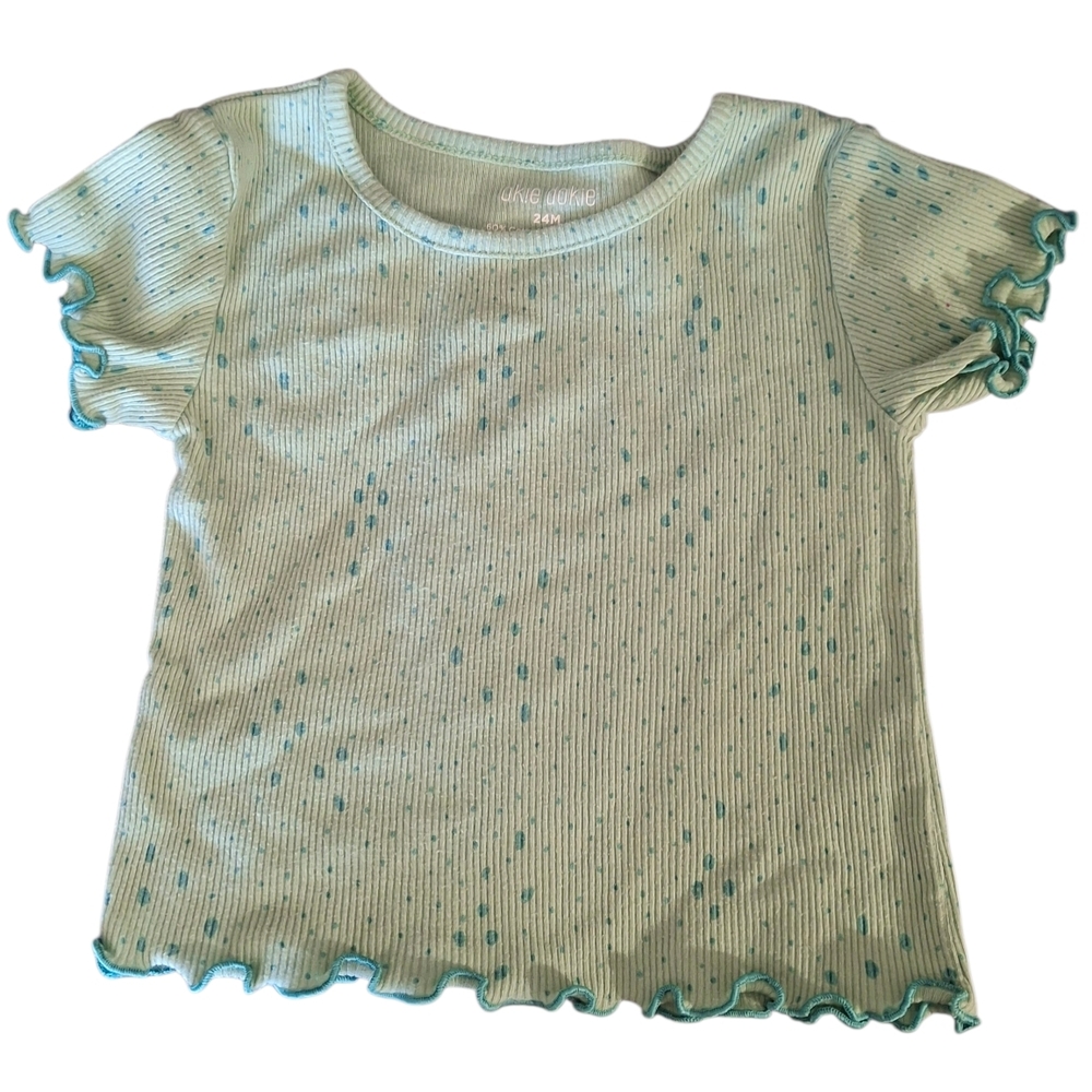 Okie Dokie Light Green Ruffle Sleeve Tee